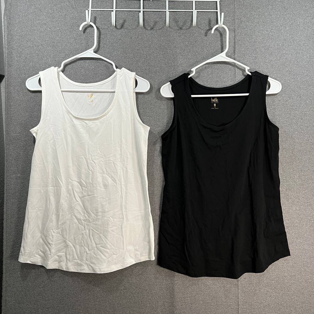 Belle by Kim Gravel Knit Set of 2 Tanks Primabelle White/Black, X-Small